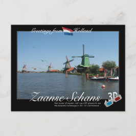 Holland Zaanse Schans Windmil 3D Anaglyph Briefkaa Briefkaart