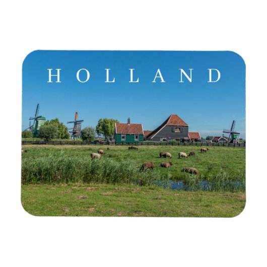 Holland Zaanse Schans windmolens uitzicht fridge m Magneet (Horizontaal)
