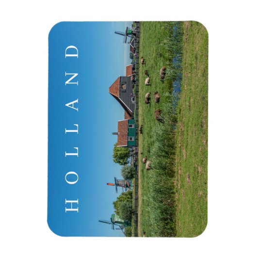 Holland Zaanse Schans windmolens uitzicht fridge m Magneet (Verticaal)