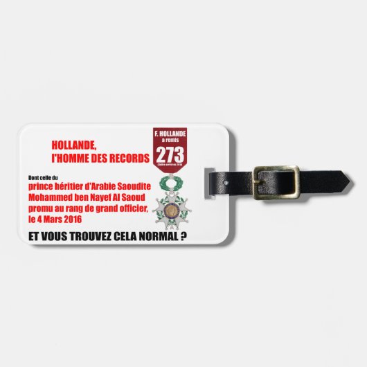 Hollande Record Legions d'Honneur - Bagagelabel (Voorkant horizontaal)