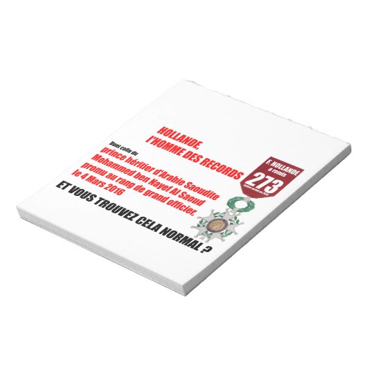 Hollande Record Legions d'Honneur - Blocnote (Linkerzijde)