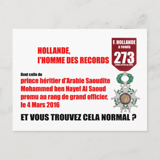 Hollande Record Legions d'Honneur - H Briefkaart (Voorkant)