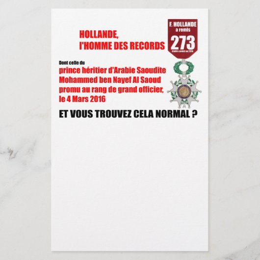 Hollande Record Legions d'Honneur - Letterhead Briefpapier (Voorkant)