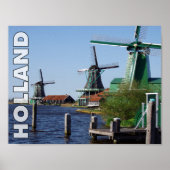 Hollandse Folklore Rood Wit Groen Windmolen Poster (Voorkant)