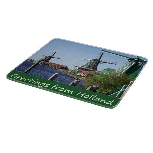 Hollandse Folklore Rood Wit Groen Windmolen Snijplank (Hoek)