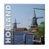  Hollandse Folklore Rood Wit Groen Windmolen Tegeltje (Voorkant)