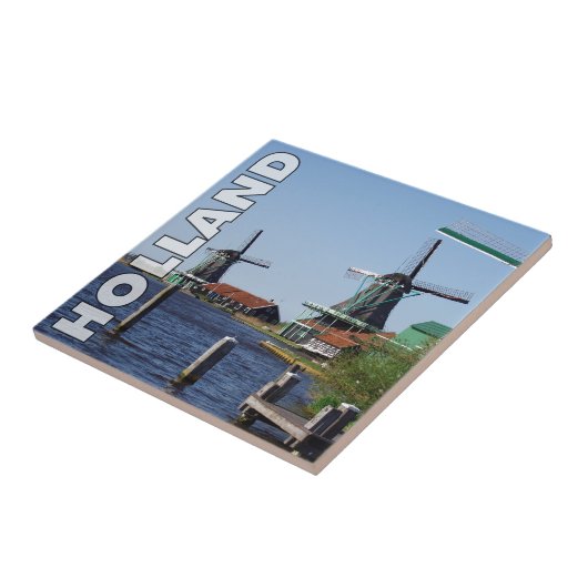  Hollandse Folklore Rood Wit Groen Windmolen Tegeltje (Zijkant)