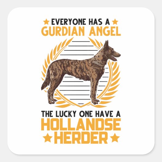 Hollandse Herder Guardian Angle Sheepdog Vierkante Sticker (Voorkant)