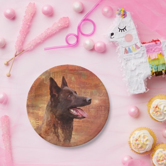 Hollandse Herder - Hollandse Herdershond Papieren Bordje (Feest)