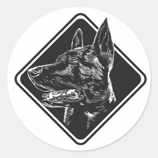 Hollandse Herder - Hollandse Herdershond Ronde Sticker (Voorkant)