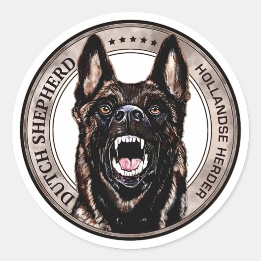 Hollandse Herder - Hollandse Herdershond Ronde Sticker (Voorkant)