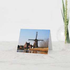 Hollandse Molen aan de waterkant. Bedankkaart