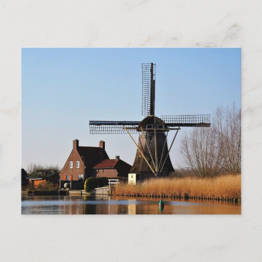 Hollandse Molen aan de waterkant. Briefkaart (Voorkant)