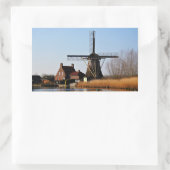 Hollandse Molen aan de waterkant. Rechthoekige Sticker (Tas)
