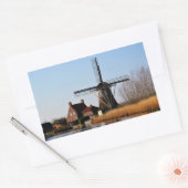 Hollandse Molen aan de waterkant. Rechthoekige Sticker (Envelop)