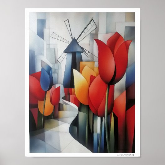 HOLLANDSE TULPEN EN MOLENS POSTER (Voorkant)