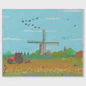 Hollandse Windmolen Landschap Nederland Cadeaupapier (Vlak)