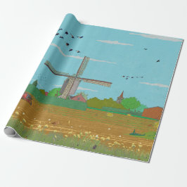 Hollandse Windmolen Landschap Nederland Cadeaupapier