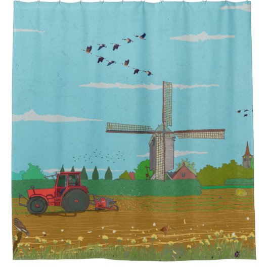 Hollandse Windmolen Landschap Nederland Douchegordijn (Voorkant)