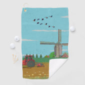 Hollandse Windmolen Landschap Nederland Golfhanddoek (Insitu)