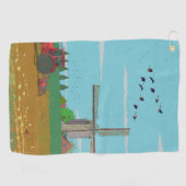 Hollandse Windmolen Landschap Nederland Golfhanddoek (Horizontaal)