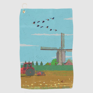 Hollandse Windmolen Landschap Nederland Golfhanddoek