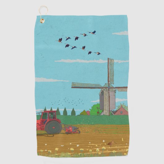 Hollandse Windmolen Landschap Nederland Golfhanddoek (Voorkant)