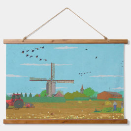 Hollandse Windmolen Landschap Nederland Hangend Wandkleed