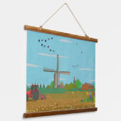 Hollandse Windmolen Landschap Nederland Hangend Wandkleed (Gebogen)