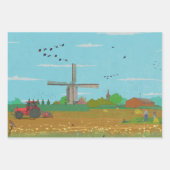 Hollandse Windmolen Landschap Nederland Inpakpapier Vel (Voorkant 3)