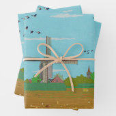 Hollandse Windmolen Landschap Nederland Inpakpapier Vel (In situ)