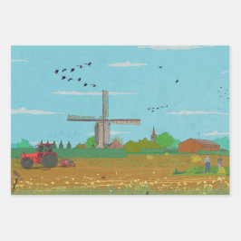 Hollandse Windmolen Landschap Nederland Inpakpapier Vel