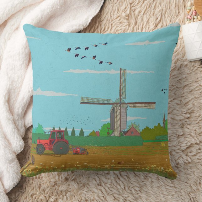 Hollandse Windmolen Landschap Nederland Kussen (Deken)