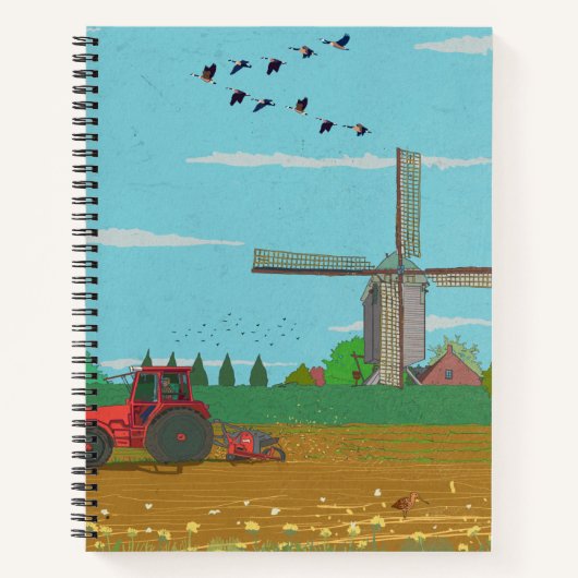 Hollandse Windmolen Landschap Nederland Notitieboek (Voorkant)