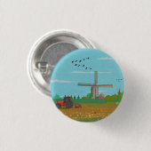 Hollandse Windmolen Landschap Nederland Ronde Button 3,2 Cm (Voorkant /achterkant)