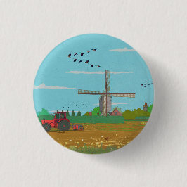 Hollandse Windmolen Landschap Nederland Ronde Button 3,2 Cm