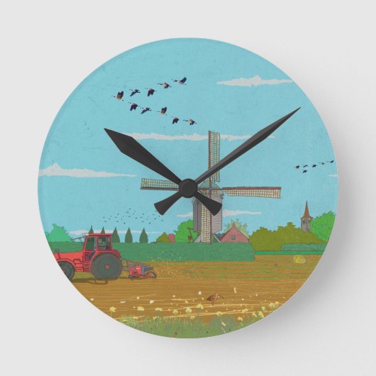 Hollandse Windmolen Landschap Nederland Ronde Klok (Voorkant)