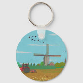 Hollandse Windmolen Landschap Nederland Sleutelhanger (Voorkant)