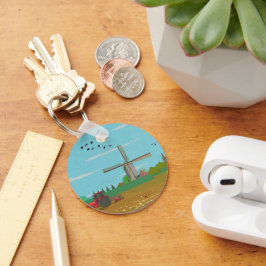 Hollandse Windmolen Landschap Nederland Sleutelhanger