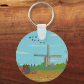 Hollandse Windmolen Landschap Nederland Sleutelhanger (Voorkant)