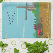 Hollandse Windmolen Landschap Nederland Theedoek (Gevouwen)