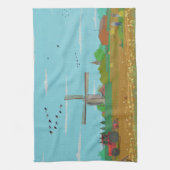 Hollandse Windmolen Landschap Nederland Theedoek (Verticaal)