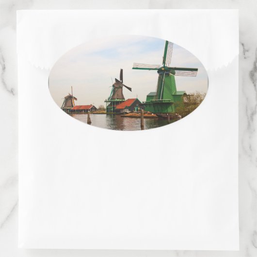 Hollandse Windmolens ovale sticker (Tas)