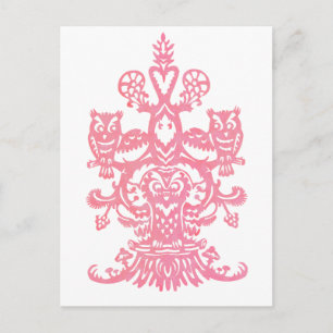 holle roze van Owl Briefkaart
