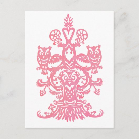 holle roze van Owl Briefkaart (Voorkant)