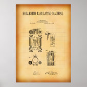 HOLLERITH TABULATING MACHINE PATENT 1889 POSTER (Voorkant)