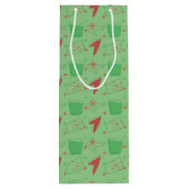 Holliday Retro Atomic Pattern op groen Wijn Cadeautas (Achterkant)