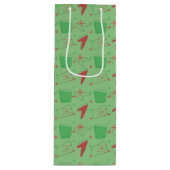 Holliday Retro Atomic Pattern op groen Wijn Cadeautas (Voorkant)