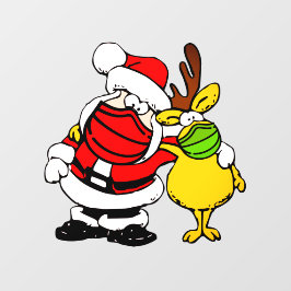 Holliday Santa Claus Reindeer Face Mask Pals Vinyl Raamsticker