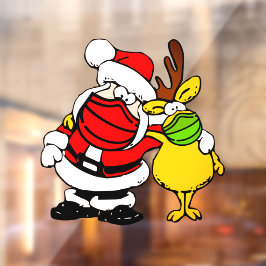 Holliday Santa Claus Reindeer Face Mask Pals Vinyl Raamsticker